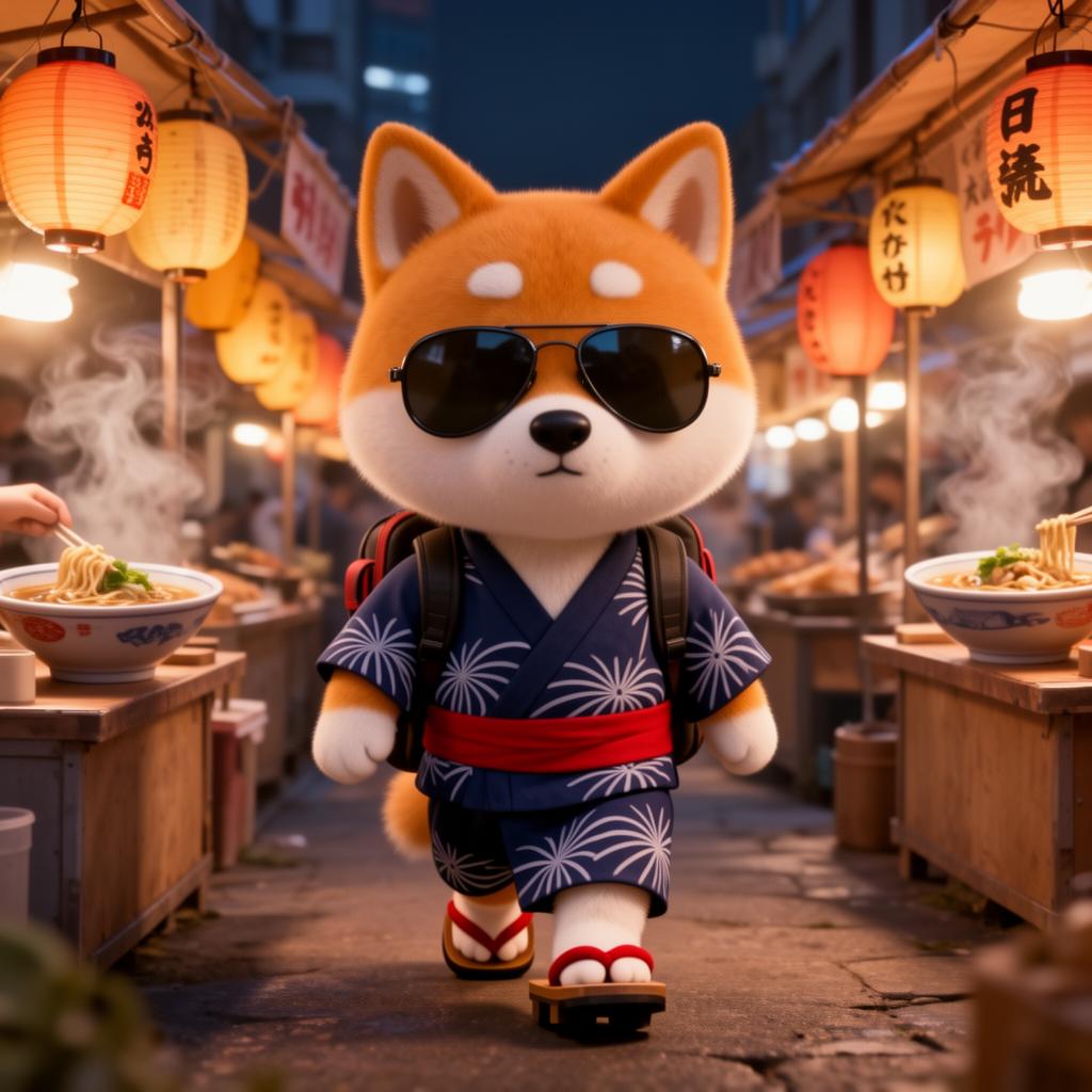 Fukuoka mascot at landmark