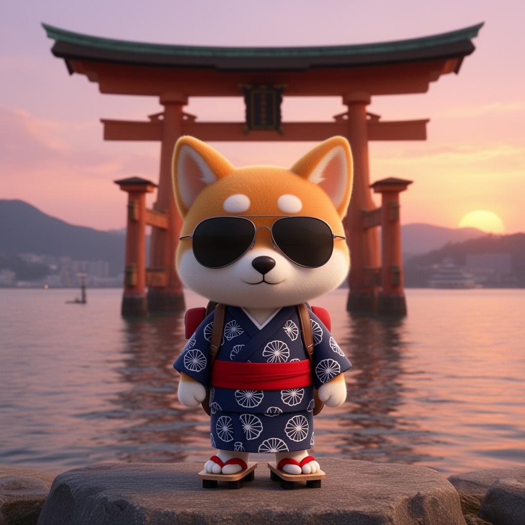 Hiroshima mascot at landmark