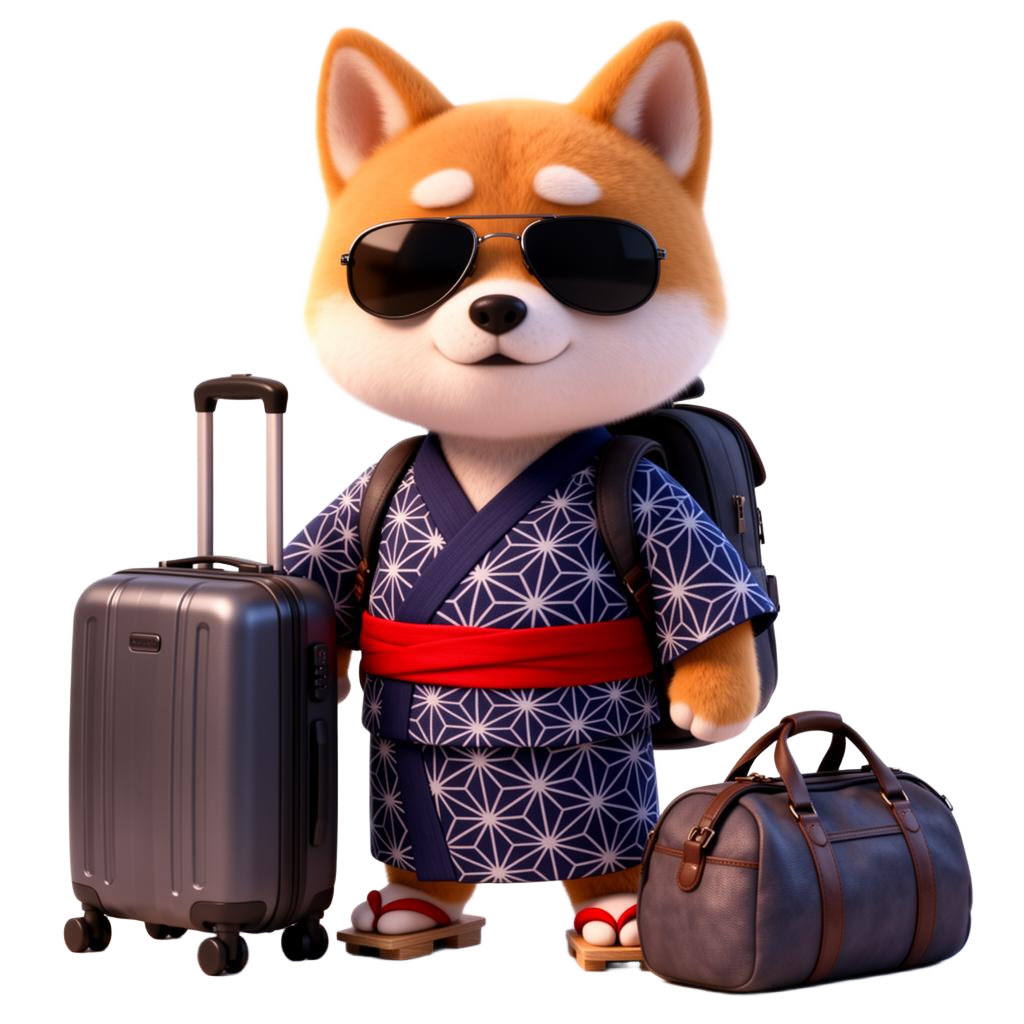 JapanLockers mascot Kagi the shiba dog in yukata