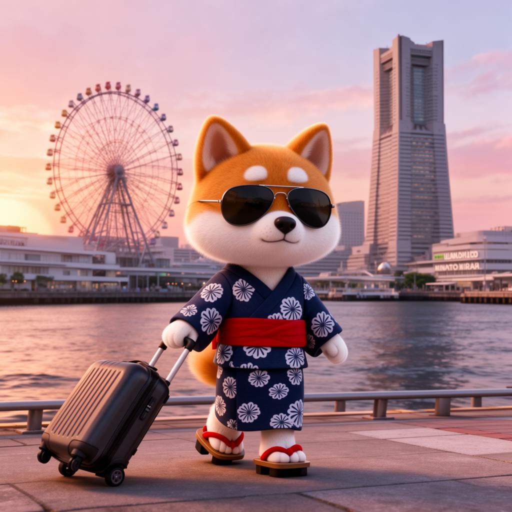Yokohama mascot at landmark